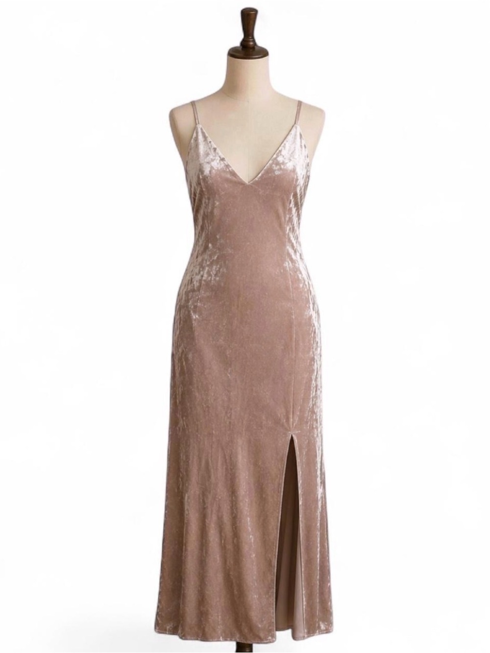 Night Way Collections Velvet Maxi Dress in Dusty Rose